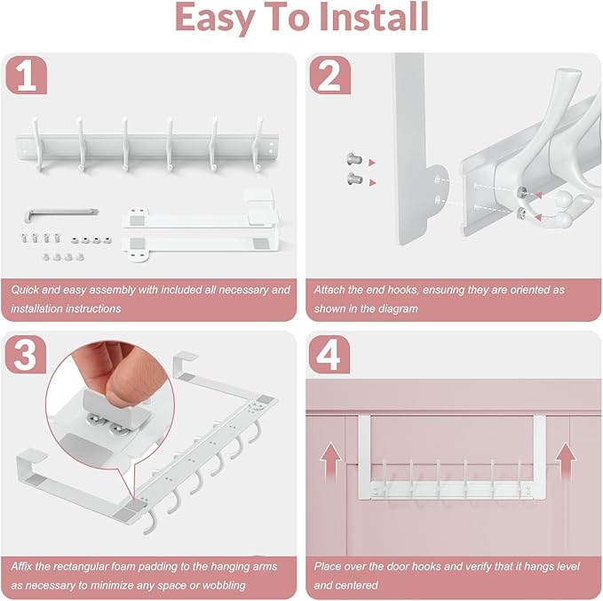 BAKON 2 Packs Over The Door Hooks with 6 Hook, Heavy Duty Over Door Hanger for Hanging Clothes Coat Hat Jacket, Door Coat Rack for Bathroom Closet Laundry Bedroom Kitchen Living Room Home Organizer