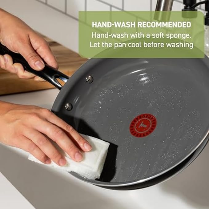 T-fal Preserve Ceramic, Non stick Cookware Set 13-Piece, Oven & Broiler Safe up to 350°F, Includes Stockpot, Saucepans, Frying Pans, Protectors, Pots and Pans, Black