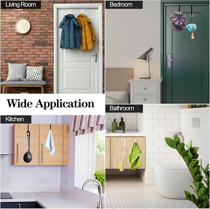 20 Pack Over The Door Hook, Door Hooks, White Rubber Surface Prevent Scratch Door Hanger Hooks for Bathroom, Living Room, Kitchen, Hanging Clothes, Towels, Bags