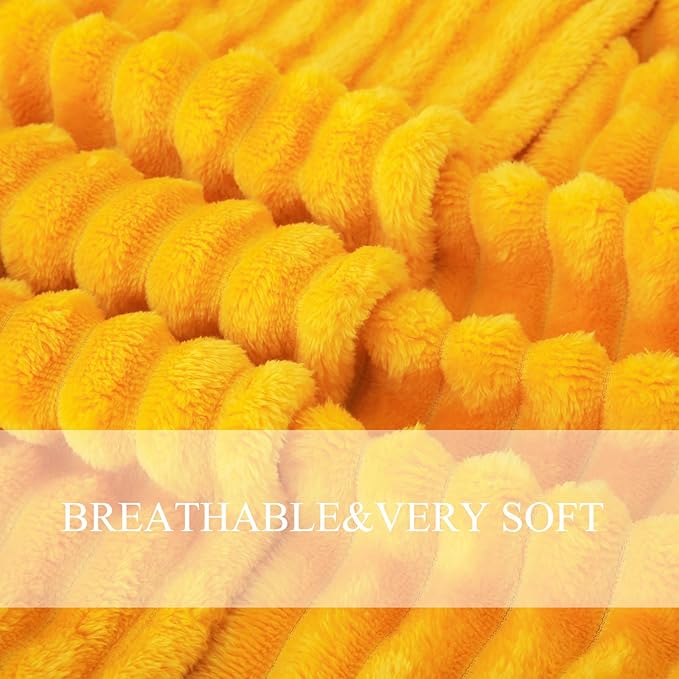 Gold Fleece Throw Blanket 50”×70” for Couch Sofa Bed,Super Soft Cozy Plush Microfiber Flannel Blanket with Stripes Design Lightweight for Adults,Woman,Girls