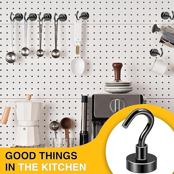 DIYMAG Magnetic Hooks, 30Lbs Strong Heavy Duty Cruise Magnet S-Hooks for Classroom, Fridge, Hanging, Cabins, Grill, Kitchen, Garage, Workplace and Office Etc, (200Pack-Black),Screw in Hook