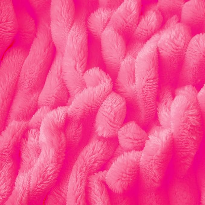 Hot Pink Fleece Throw Blanket 60”×80” for Couch Sofa Bed,Super Soft Cozy Plush Microfiber Flannel Blanket with Stripes Design Lightweight for Adults,Woman,Girls