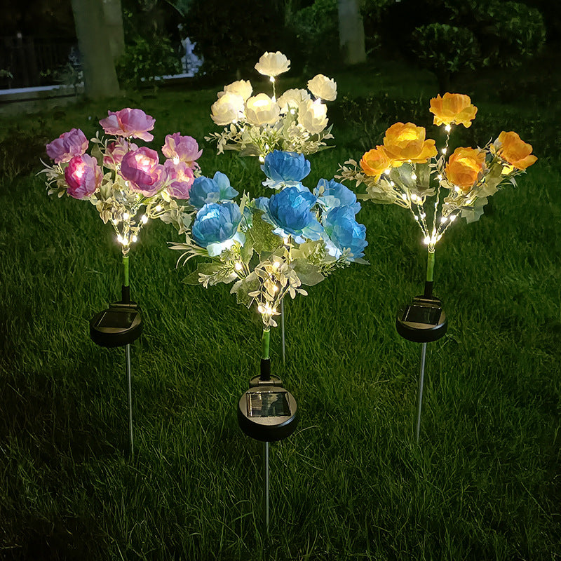 Solar LED Peony Garden Light for Outdoor Decoration
