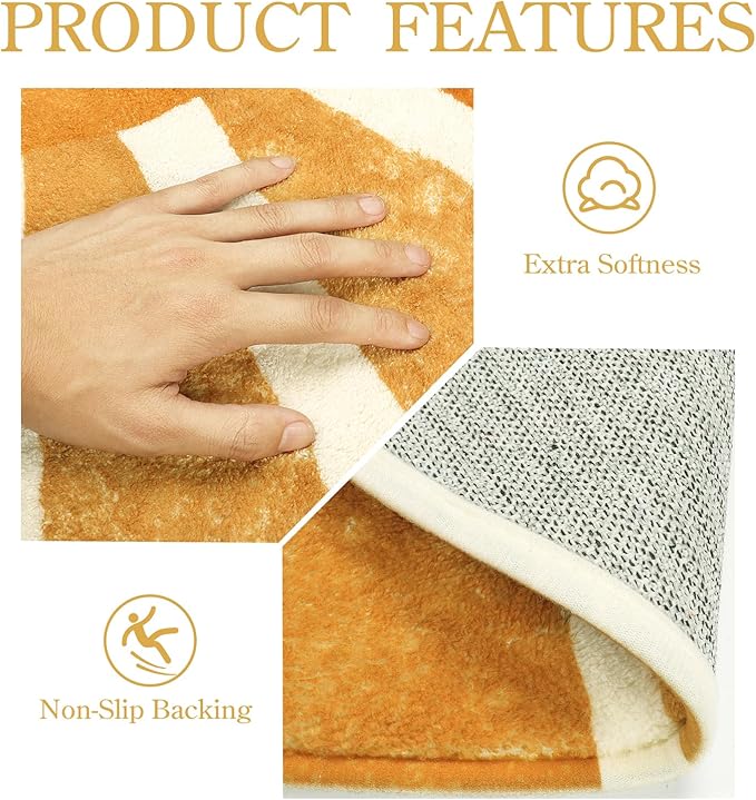 Lahome Boho Round Rugs - 4Ft Washable Non-Slip Small Round Area Rug Throw Soft Sofa Kids Nursery Room Rug Rainbow Sun Print Distressed Round Carpet for Bedroom Entryway Living Room Dining Room