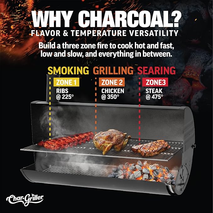 Char-Griller E1816 King-Griller Gambler Portable Charcoal Grill in Black
