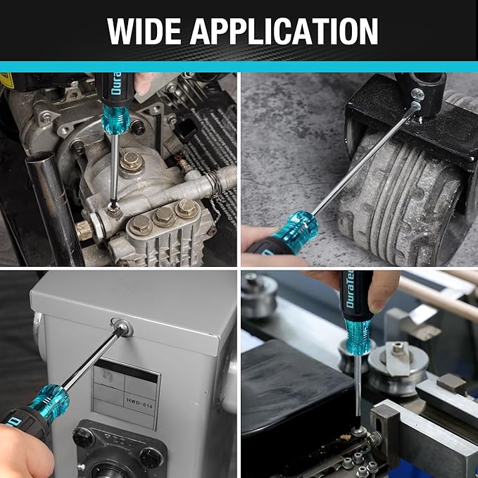 DURATECH 5 PCS S2 Steel Screwdriver Set, Professional Screwdrivers with Non-Slip Grip & Marked Specifications, 2 Phillips 2 Flathead and 1 Square Head Screw Driver, for Home and Industrial Use