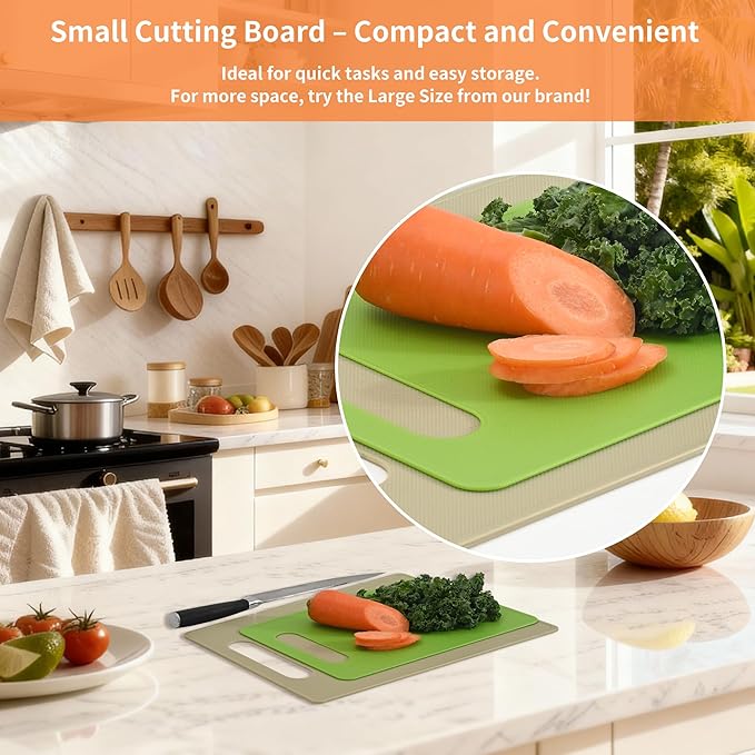 Luckyiren Kitchen Cutting Board Set of 6, Plastic Cutting Boards with Easy Grip Handle for Kitchen Cooking, Non Slip Cutting Mat Pad for Meat, Fruit, Vegetables, 12 Inch by 8 Inch