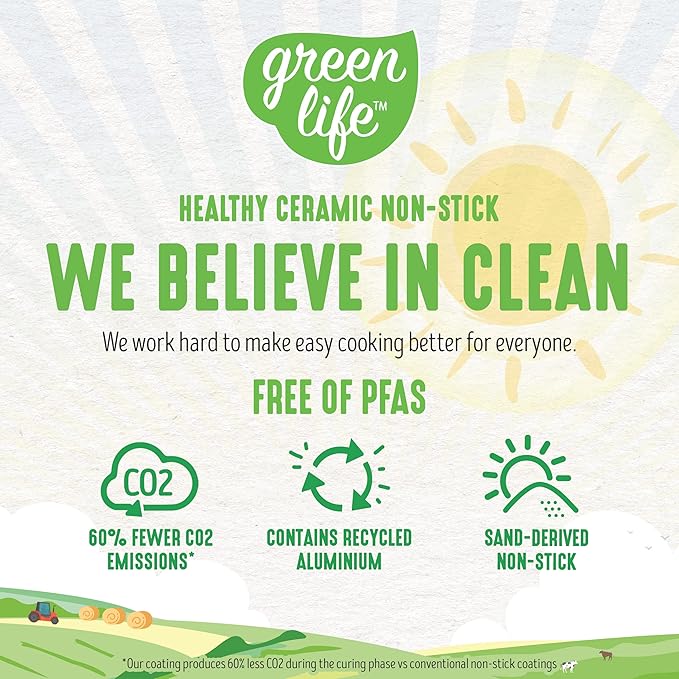 GreenLife Soft Grip Healthy Ceramic Nonstick, 15 Piece Cookware Pots and Pans Set, Induction, PFAS-Free, Dishwasher Safe, Turquoise