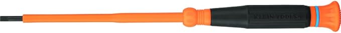 Klein Tools 6254INS Insulated Precision Screwdriver, 1/8-Inch Slotted Mini Electrician Screwdriver, 1000-Volt Cushion Grip Handle