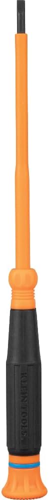 Klein Tools 6254INS Insulated Precision Screwdriver, 1/8-Inch Slotted Mini Electrician Screwdriver, 1000-Volt Cushion Grip Handle