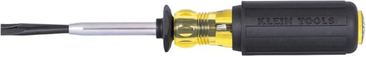 Klein Tools 6024K Slotted Screw-Holding Screwdriver, 1/4-Inch Split-Blade Flat Head Driver, Positive Gripping Action, Cushion-Grip Handle