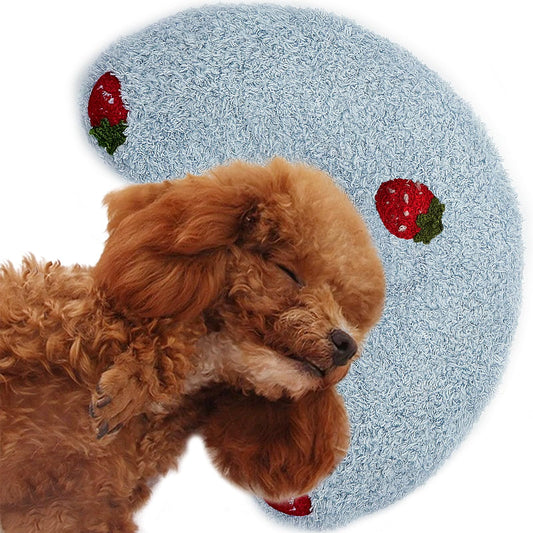Elscop Cutated Dog Calming Pillow Dog Neck Pillow Cat Pillow for Indoor Small Pet Dogs and Cats (Blue)