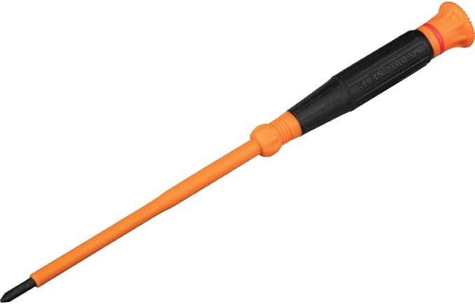 Klein Tools 6264INS Insulated Precision Screwdriver, #1 Phillips Mini Electrician Screwdriver, 1000-Volt Cushion Grip Handle