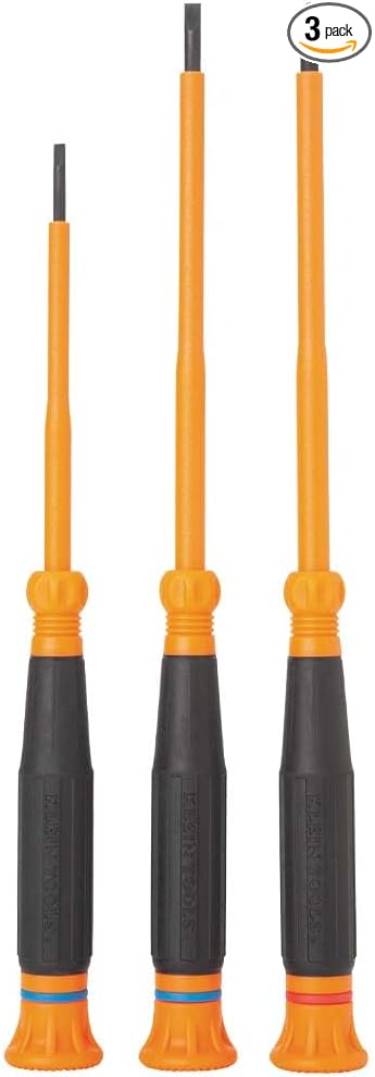 Klein Tools 85613INS Mini Precision Screwdriver Set, 1000V Rated Insulated Screwdrivers, #1 Phillips, 3/32, 1/8-Inch Slotted Tips, 3-Piece