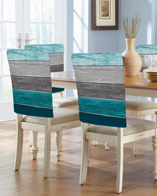 Savannan Dining Chair Back Covers Vintage Farm Wooden Board Teal Green Peacock Chair Covers Chair Slipcovers Protective Covers for Holiday Party Festival Decoration Set of 6 Farmsan20136