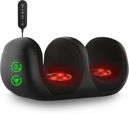 LINGTENG Cordless Foot Massager with 120°F Heat, Rechargeable Shiatsu Foot and Calf Kneading Machine with 3 Intensities and Remote for Home Office, Gifts for Women, Men, Dad, Mom
