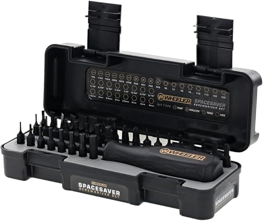 Wheeler Space Saver Screwdriver Set with Magnetic Screwdriver Handle, Bit Assortment and Storage Case for Maintenance
