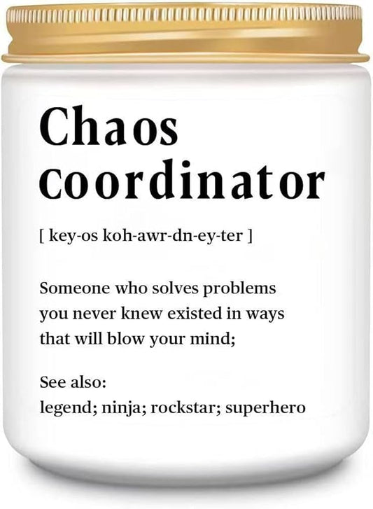 LEIOH Chaos Coordinator Gift Ideas,Christmas Birthday Thank You Gifts for Women,Boss Lady,Coworkers,Manager,Office,Teacher,Nurse,Mom,Her, Lavender Jar Candle
