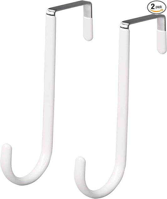 Over The Door Hooks, 2 Pack Hangers Hooks with Rubber Prevent Scratches Heavy Duty Organizer for Living Room, Bathroom, Bedroom, Kitchen Hanging Clothes, Towels, Hats, Coats