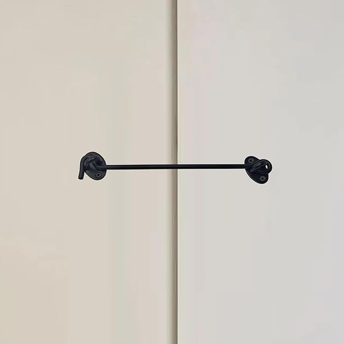 10 Inch Door Hook and Eye Latch, Black Swivel Gate Catch with Mounting Screws for Barn, Shed & Window