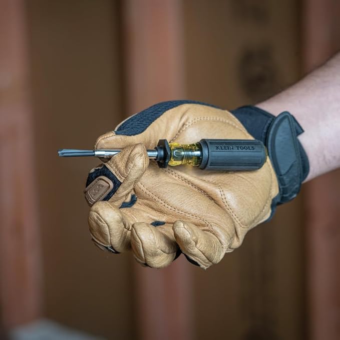Klein Tools 6013K Slotted Screw-Holding Screwdriver, 3/16-Inch Split-Blade Flat Head Driver, Positive Gripping Action, Cushion-Grip Handle