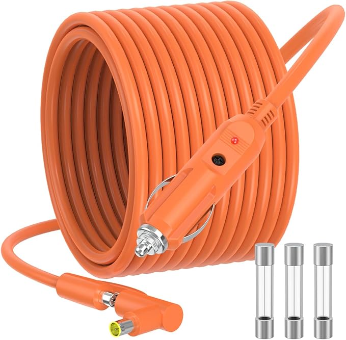 10FT Car Charging Cable 14AWG Compatible with Jackery Portable Power Stations, Explorer 3000 Pro/2000 Plus/1500/1000 v2, Car Cigarette Lighter Charging Cable with DC 8020 & DC 7909 Plug