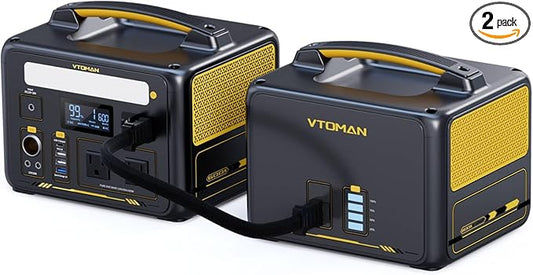 VTOMAN Jump600X 600W Portable Power Station with 640Wh Extra Battery, 939Wh Solar Generator LiFePO4 Battery, Peak 1200W AC Outlet, PD 60W USB-C, 3x12V/10A DC for Outdoor Camping, Off-grid, Home Backup