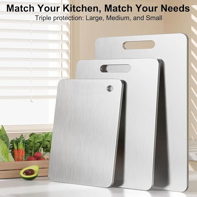 Titanium Cutting Board for Kitchen, Non Stick Chopping Board, Upgrade Double Sided Food-Grade Titanium Board for Kitchen for Meat Cheese Vegetable (Medium)