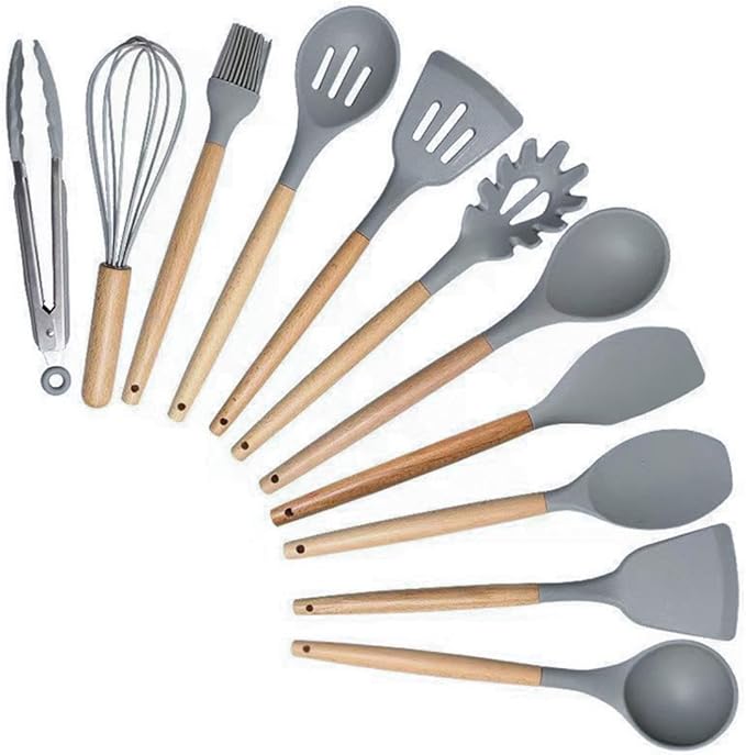 Kitchen Utensils Set,19 Pcs Cooking Tools and Knives Set,Cutting Board, Silverware Set, with Utensil Holder Precision Cutting and Organized Dining Kitchen Tool (Grey)
