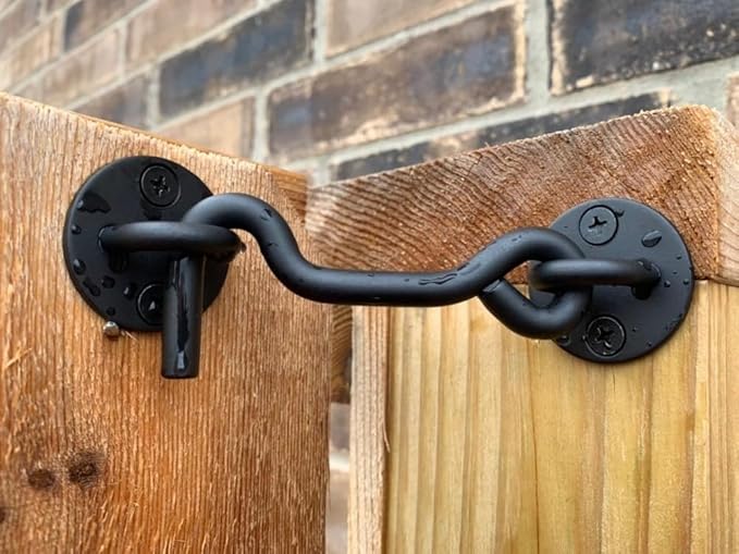 (5 Pack) Raswik 4" Privacy Hook and Eye Latch Easy Gate Lock for Sling Barn Screen Door, Black