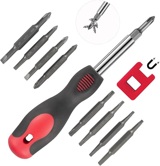 SUNHZMCKP 18-in-1 Screwdriver, Portable screwdriver set, Slotted/Philips/Pozi/Torx/Square Multi-Purpose Screwdriver and Magnetizer Demagnetizer with Storage bag
