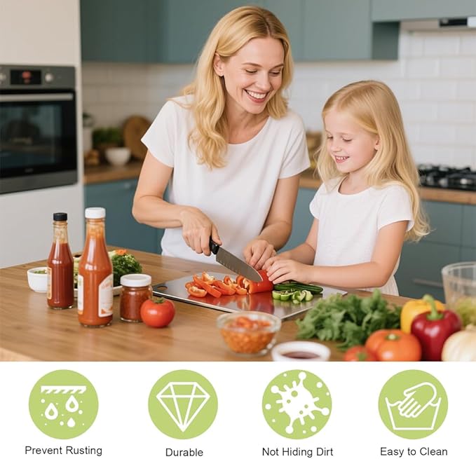 Cutting Board for Kitchen, Mini Stainless Steel Non Stick Chopping Board, Upgrade Double Sided Food-Grade Stainless Steel Board for Kitchen for Meat Cheese Vegetable (Mini)