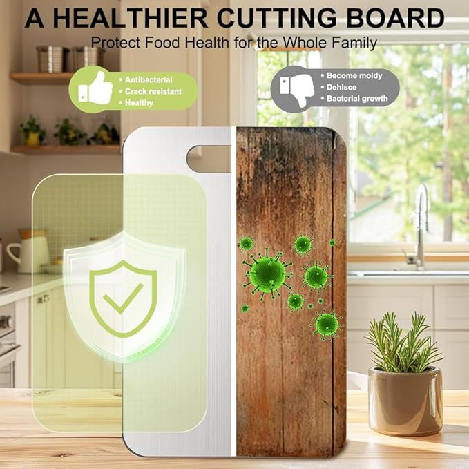 Titanium Cutting Board for Kitchen, Non Stick Chopping Board, Upgrade Double Sided Food-Grade Titanium Board for Kitchen for Meat Cheese Vegetable (Medium)