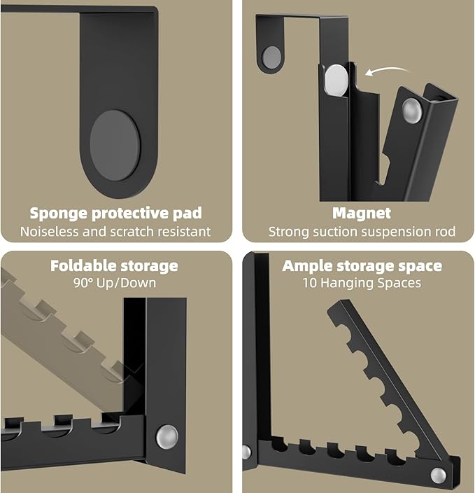 BAKON Over The Door Hooks, Small Space Double Folding Portable Over The Door Drying Rack for Laundry, Bathroom, Bedroom, Travel Storage and Drying (1Pack,Black)