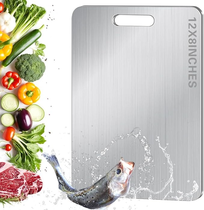 Titanium Cutting Board for Kitchen, Non Stick Chopping Board, Upgrade Double Sided Food-Grade Titanium Board for Kitchen for Meat Cheese Vegetable (Medium)