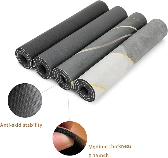 Coffee Mat 32x18 Inch, Irregular Gray Streamline Coffee Bar Mat, Absorbent Hide Stain Rubber Backed Dish Drying Mat for Kitchen Counter, Mat for Countertops, Under Coffee Machine Pot Espresso Staion