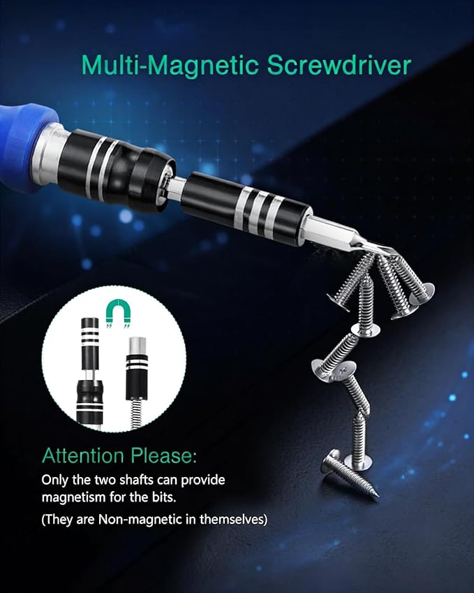 ORIA Precision Screwdriver Set, 61 in 1 Small Screwdriver Set with 57 Precision Bits, Portable Repair Tool Kit, Magnetic Screw Driver Kit with Extension Rod for Smartphone, PC, Watch,Toys, Blue