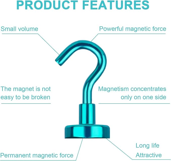 DIYMAG Magnetic Hooks, 30Lbs Strong Heavy Duty Cruise Magnet S-Hooks for Classroom, Fridge, Hanging, Cabins, Grill, Kitchen, Garage, Workplace and Office Etc, (20 Pack-Green)