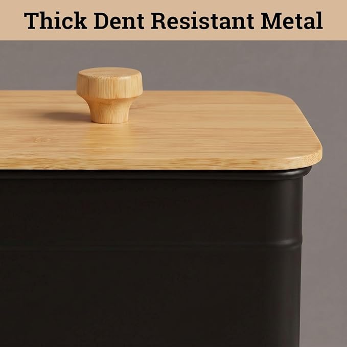 Kitchen Canisters for Countertop Set of 3 with Customizable Chalkboard Labels & Marker Pen - Big Iron Kitchen Canisters with Airtight Lids - Black Canister Set - Flour and Sugar Containers Farmhouse