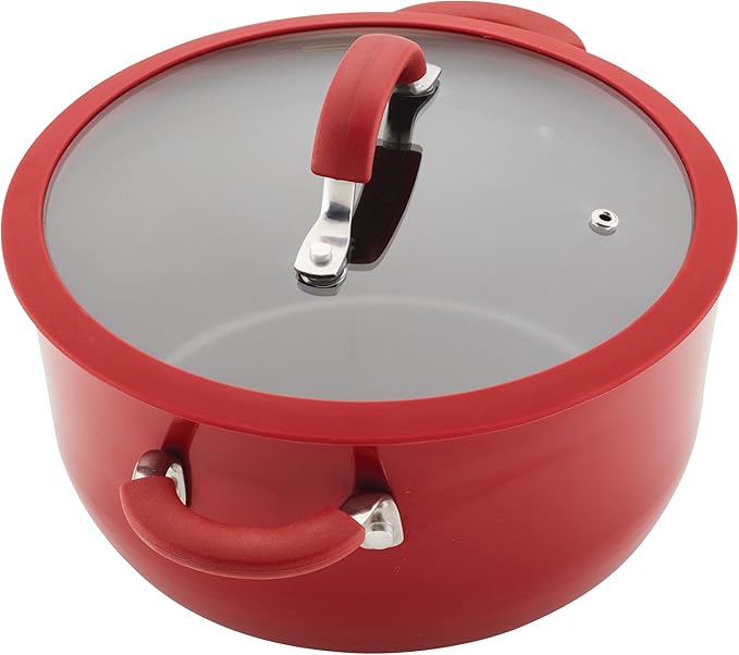 Rachael Ray Cook + Create Nonstick Cookware/Pots and Pan Set, 10 Piece, Red