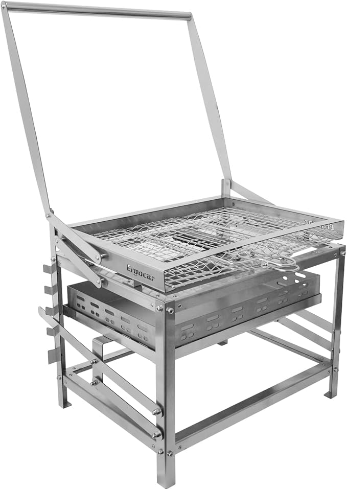 Ergocar Charcoal Grill Outdoor Multi-Function Portable Rotatable Adjustable Height 4-Tier Charcoal Tray Ideal For Outdoor Smoking, Picnics, Camping Barbecues