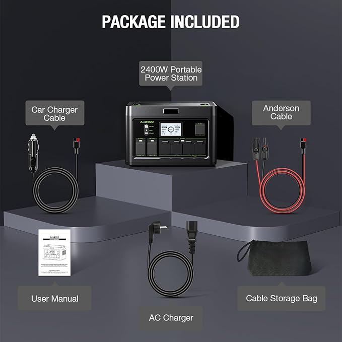 Portable Power Station 2400W, 1843Wh LiFePO4 Solar Generator, 4800W Peak, 12 Ports with 4 AC Outlets & 100W USB-C PD, Ultra-Fast 2H Charging for Home Backup, RV Camping, Emergency Power Outages