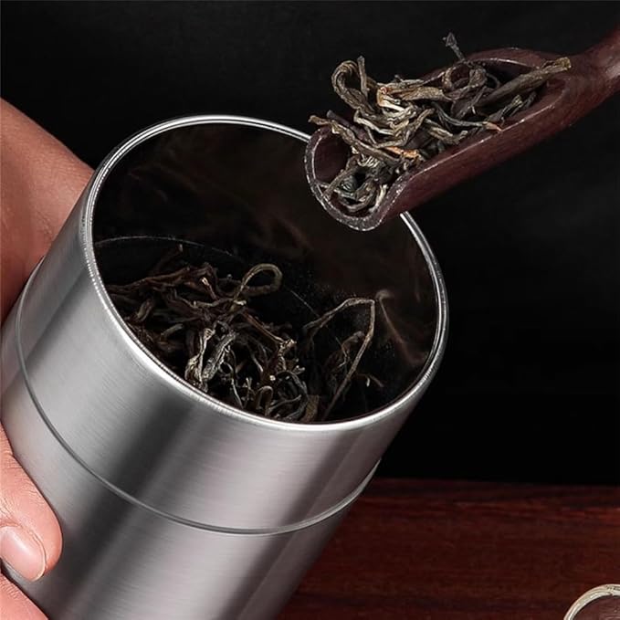 Tyenaza Tea Canister, Stainless Steel Tea Tins, Textured Tea/Coffee/Sugar Canisters, Canister Home Kitchen Canisters for Tea Coffee Sugar Storage(s)