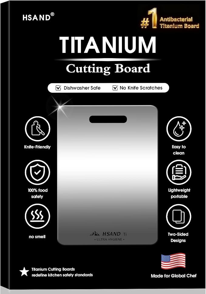 Titanium Cutting Boards for Kitchen, 100% Pure Titanium Cutting Boards, Cutting Board Double Sided Food Grade, Perfect for Sushi, Meat, Vegetables & Meal Prep – Easy To Clean 12"x9"