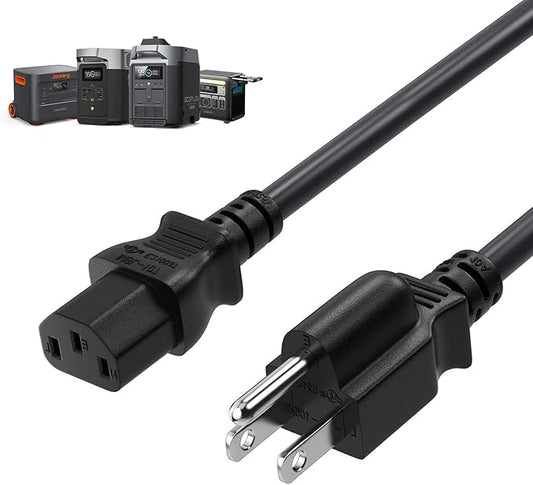 Heavy-Duty Power Station Charging Cable, 14AWG Fast Charger Cable for Jackery Explorer 2000/1500/1000 Pro,Ecoflow Delta/River Series,Bluetti EB3A;Anker 757/767, 125V 15A Universal AC Power Cord(10FT)