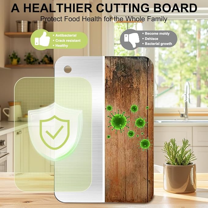 Cutting Board for Kitchen, Mini Stainless Steel Non Stick Chopping Board, Upgrade Double Sided Food-Grade Stainless Steel Board for Kitchen for Meat Cheese Vegetable (Mini)