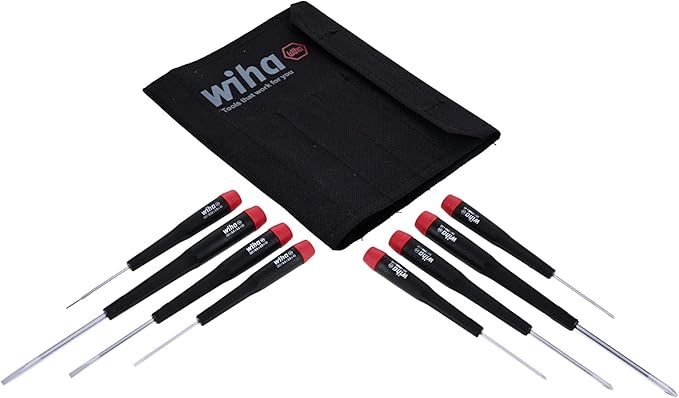 Wiha 26199 Slotted and Phillips Screwdriver Set in Rugged Canvas Pouch, 8 Piece