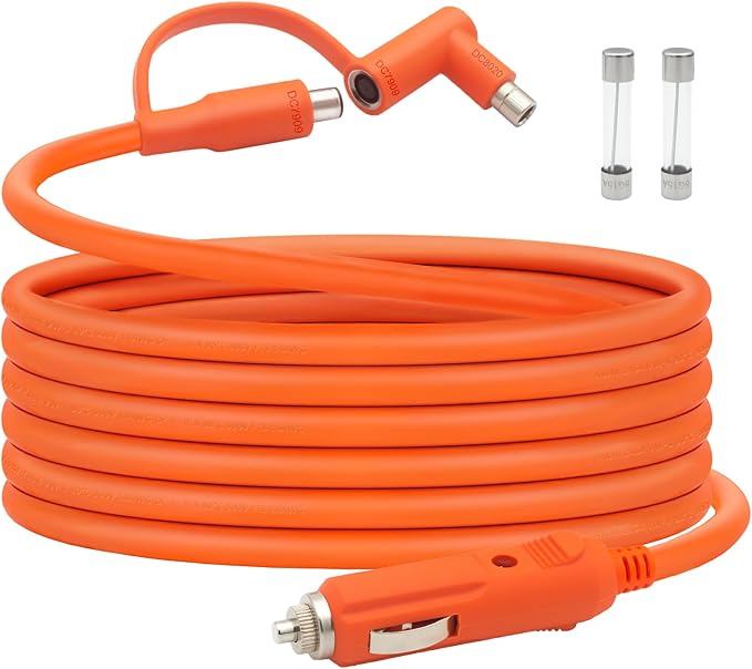 12V/24V Car Charging Cable Compatible with Jackery BLUETTI Anker Portable Power Station 14AWG 15A Heavy Duty Car Charger Cord with Cigarette Lighter Accessories (10 Feet)