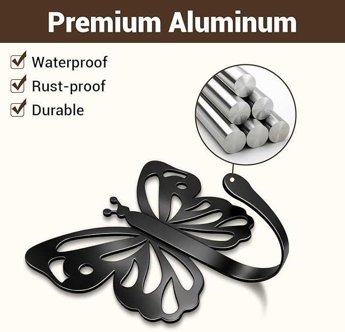 Butterfly Coat Hooks For Wall,Heavy Duty 20LB Black Coat Hooks & Towel Hooks,Metal Wall Mount Hangers for Bathroom,Living Room,Kitchen - for Hanging Coat,Hat,Key,Bag,Robe,Scarf,Dog Leash,6 Pack