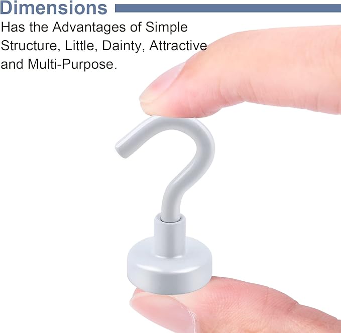 DIYMAG Magnetic Garage Hooks 6 Pack 30lbs 2026 Cruise Cabin Ship Essentials N52 Hook Heavy Duty Strong Magnets Fridge for Classroom Wall Mount Kitchen Grills White